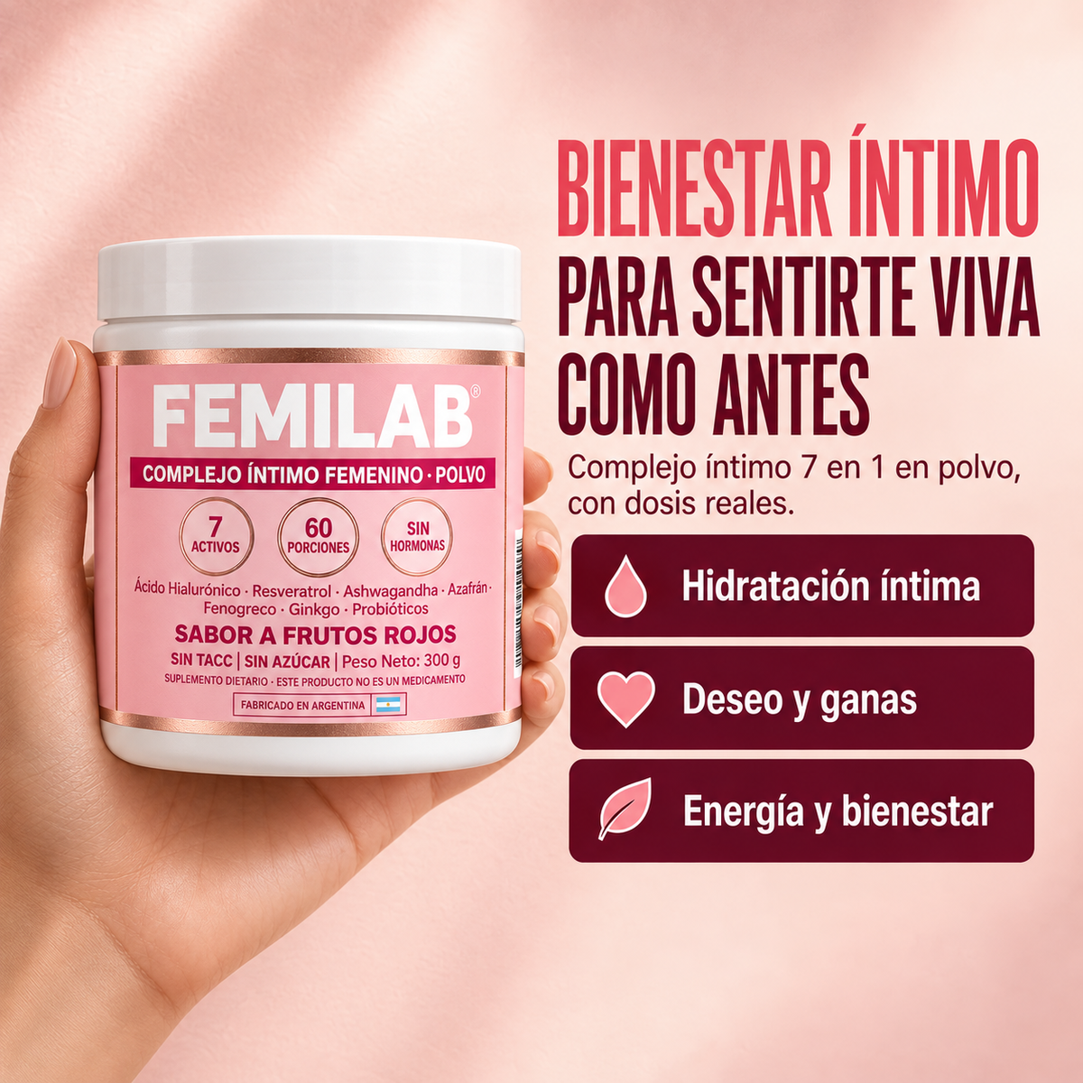 FemiLab - Complejo intimo femenino en polvo 7 en 1